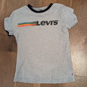 Levi's Gray T-Shirt with Rainbow Stripes